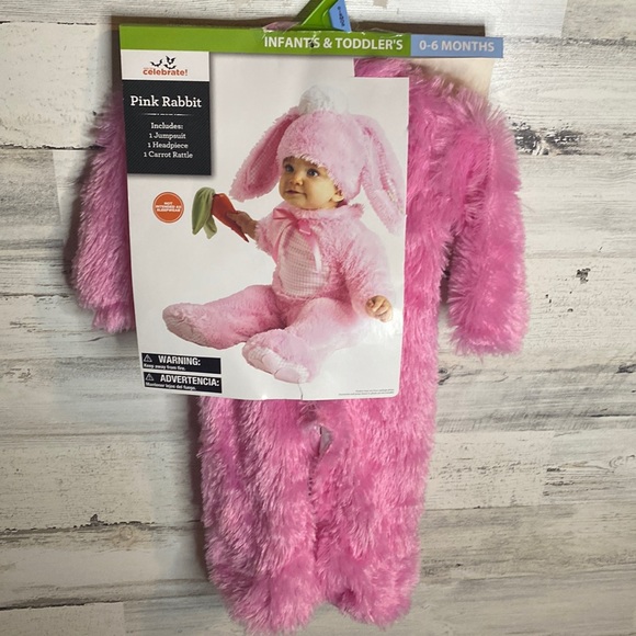 Pink Bunny Baby Costume Size 0-6 Months NEW - Picture 1 of 7
